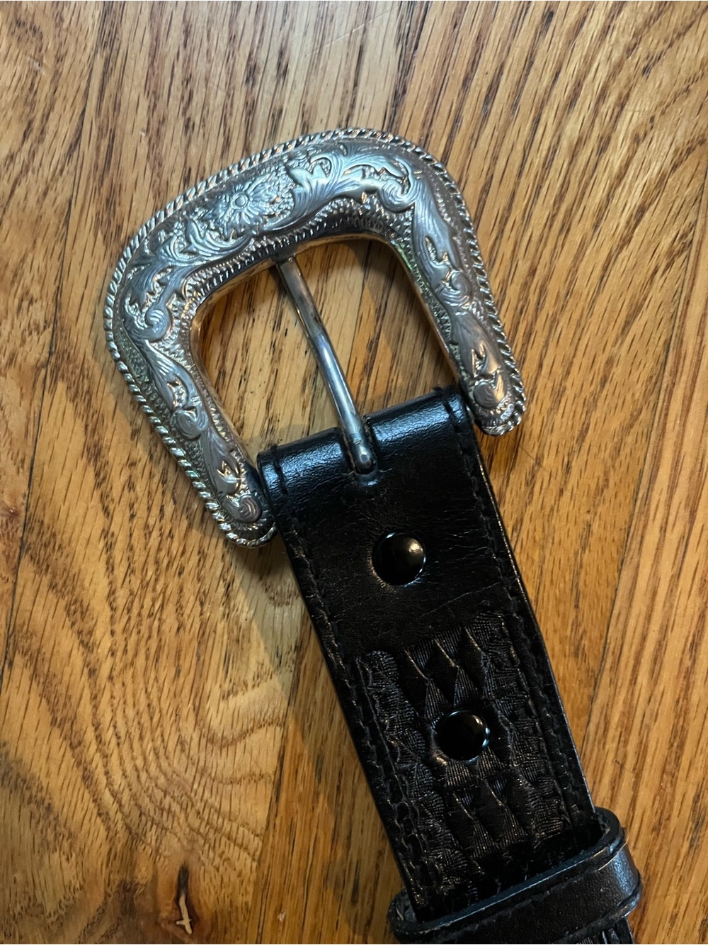 Vintage Women’s Nocona Cowgirl Belt Black Genuine Leather Conchos Adjustable - Picture 7 of 9